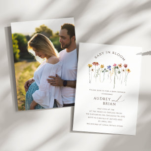 Wildflower Baby In Bloom Couple's Photo Invitation