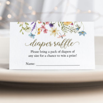 Wildflower Baby In Bloom Diaper Raffle Baby Shower Enclosure Card by LoveandWishesPaperie at Zazzle