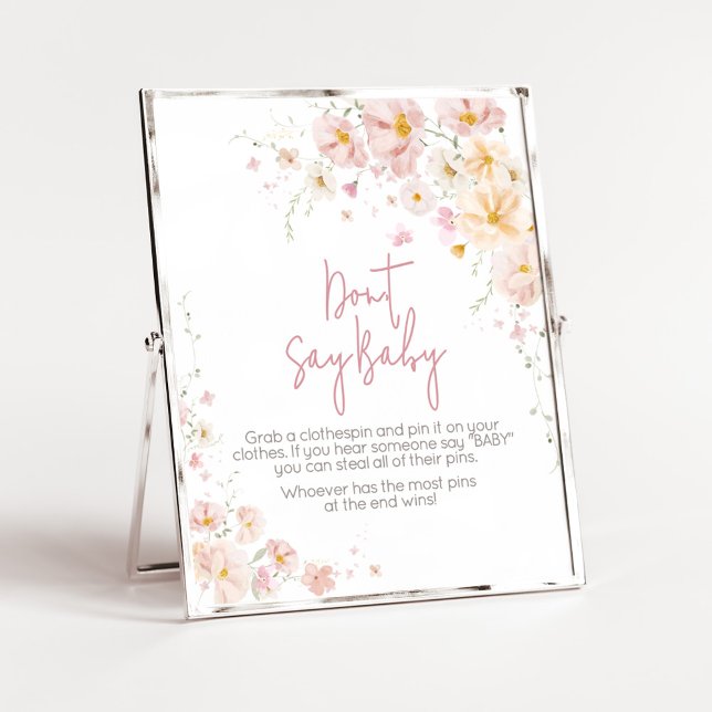 Wildflower Baby in Bloom Don't Say Baby Poster (Baby in Bloom Baby Shower Don't Say Baby Sign)