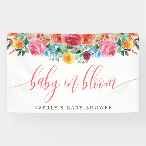 Wildflower Baby In Bloom Floral Baby Shower  Banner