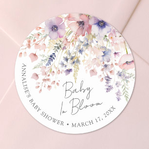 Wildflower Baby In Bloom Floral Baby Shower Classic Round Sticker