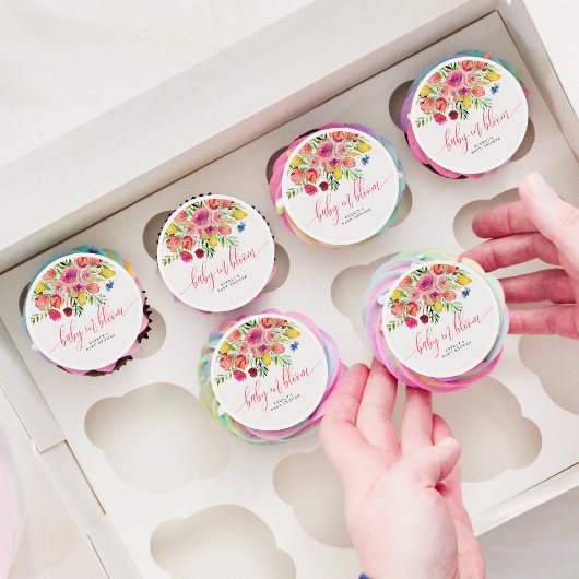 Wildflower Baby In Bloom Floral Baby Shower Edible Frosting Rounds