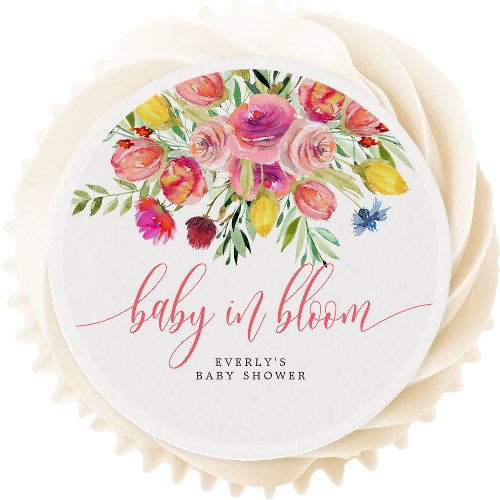 Wildflower Baby In Bloom Floral Baby Shower Edible Frosting Rounds