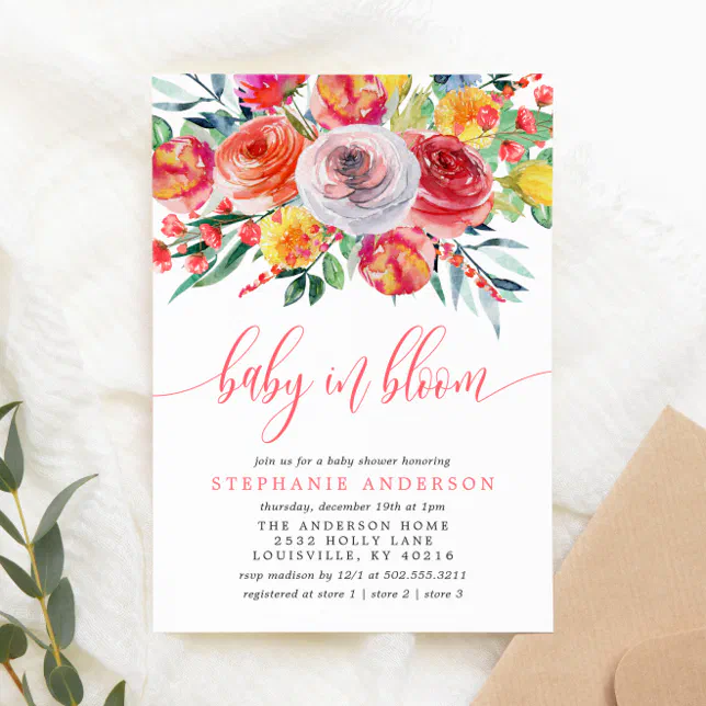 Wildflower Baby In Bloom Floral Baby Shower Invitation | Zazzle