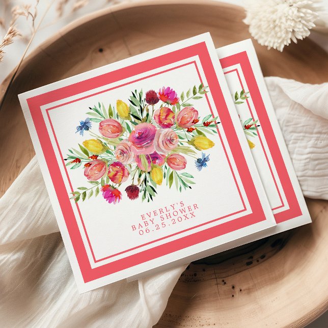 Wildflower Baby In Bloom Floral Baby Shower Napkins (Creator Uploaded)