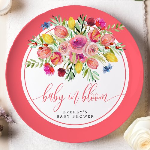 Wildflower Baby In Bloom Floral Baby Shower Paper Plates