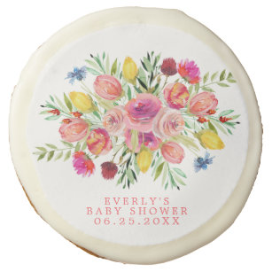 Wildflower Baby In Bloom Floral Baby Shower Sugar Cookie