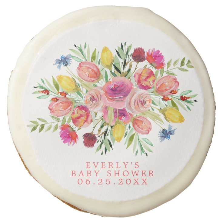 Wildflower Baby In Bloom Floral Baby Shower Sugar Cookie | Zazzle