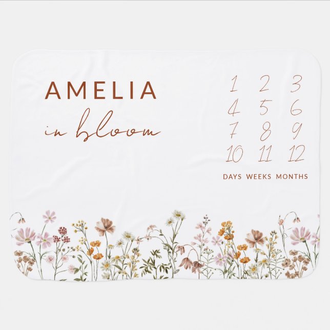 Wildflower Baby in Bloom Floral  Blanket (Horizontal)