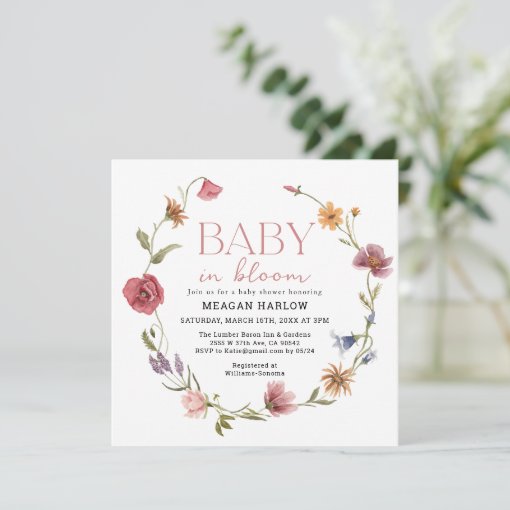 Wildflower Baby In Bloom Girl Baby Shower Invitation Zazzle