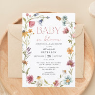 Wildflower Baby In Bloom Girl Baby Shower Invitation