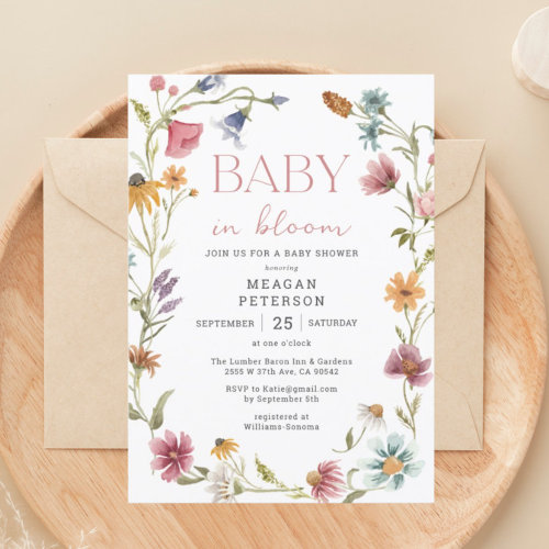 Wildflower Baby In Bloom Girl Baby Shower