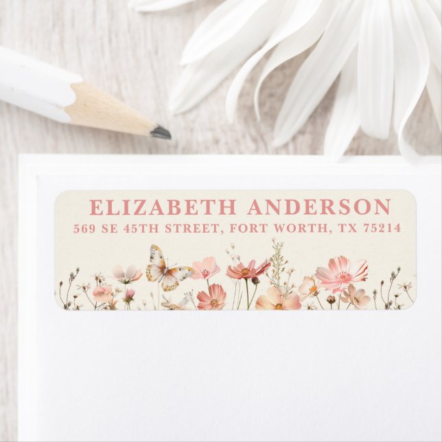 Wildflower Baby in Bloom Girl Baby shower Label (Insitu)