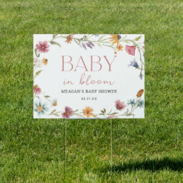 Wildflower Baby In Bloom Girl Baby Shower Yard Sign