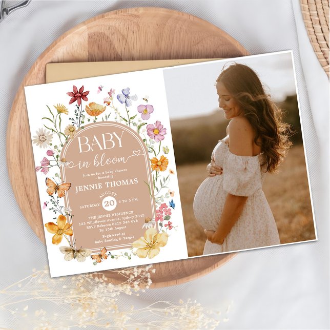 Wildflower Baby In Bloom Girl Shower Photo Invitation (Creator Uploaded)