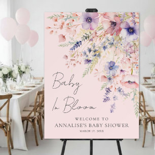Wildflower Baby In Bloom Pink Baby Shower Welcome Foam Board