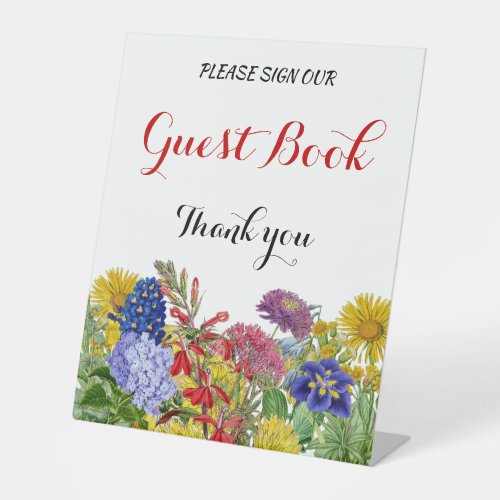 Wildflower Baby in Bloom Shower Floral Guest Book  Pedestal Sign