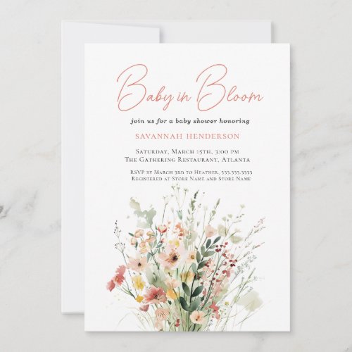 Wildflower Baby in Bloom Shower Invitation