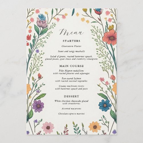 Wildflower Baby in Bloom Shower Menu