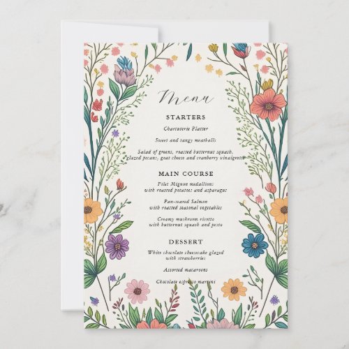 Wildflower Baby in Bloom Shower Menu Card