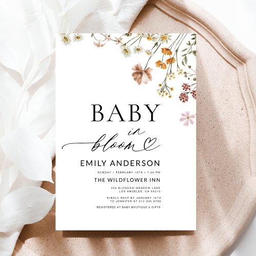 Wildflower Terracotta Floral or wildflower baby shower invitation