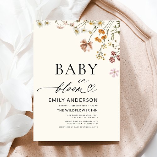 Wildflower Terracotta Floral or wildflower baby shower invitation