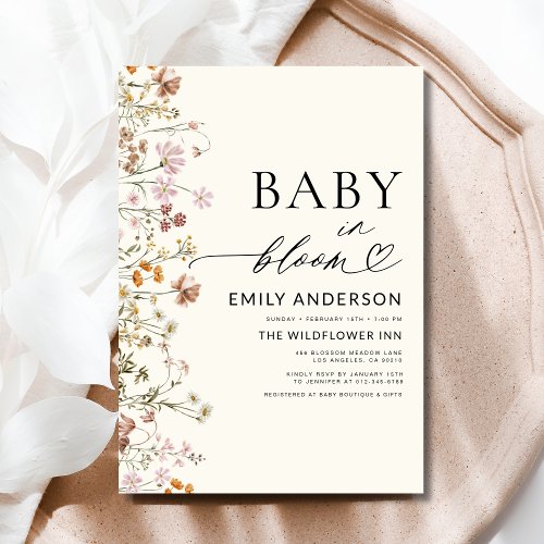 Wildflower Terracotta Floral or wildflower baby shower invitation