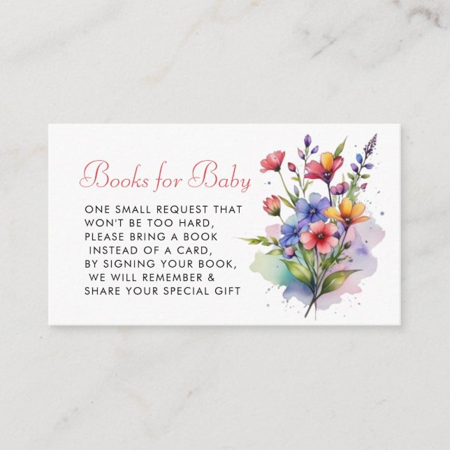 Wildflower Baby in bloom watercolor Enclosure Card (Front)