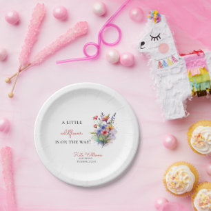 Wildflower baby in bloom watercolor floral paper plates