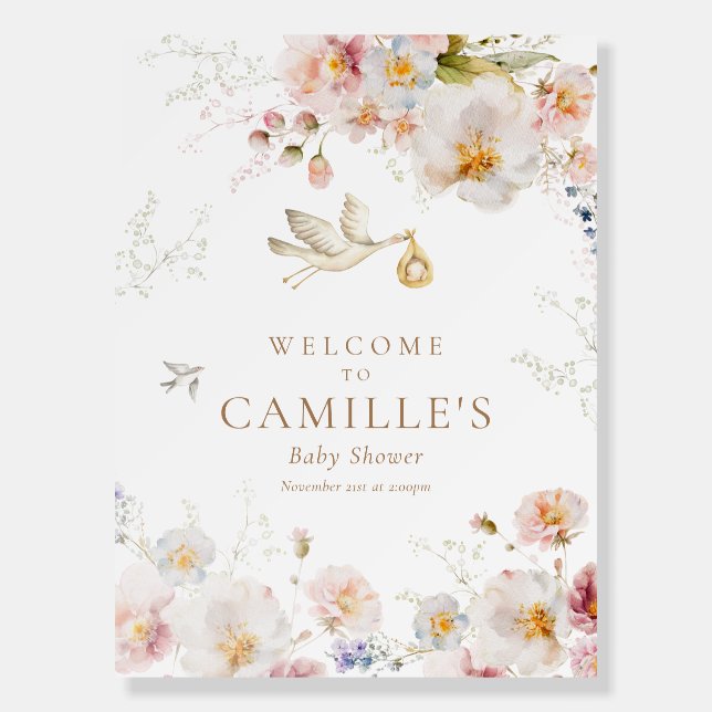 Wildflower Baby in Bloom Yellow Baby Shower Foam Board (Front)
