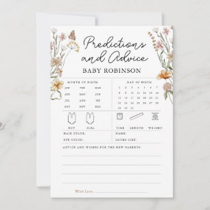 Wildflower Baby Predictions Advice Boho Game Card