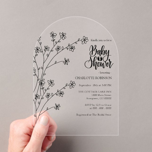 Wildflower Baby Shower  Acrylic Invitations (Insitu (Handheld))