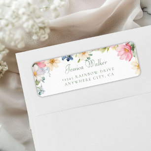 Wildflower Baby Shower Address Label