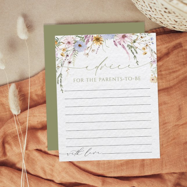 Wildflower Baby Shower Advice for the Parents Card (Creator Uploaded)