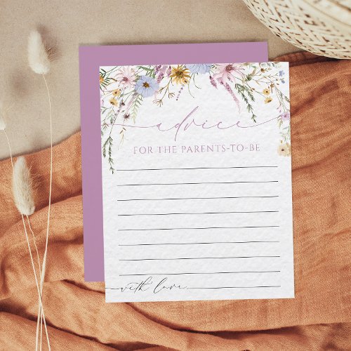 Wildflower Baby Shower Advice for the Parents Card