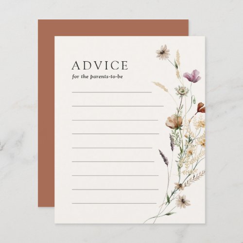 Wildflower Baby Shower Advice for the Parents Card