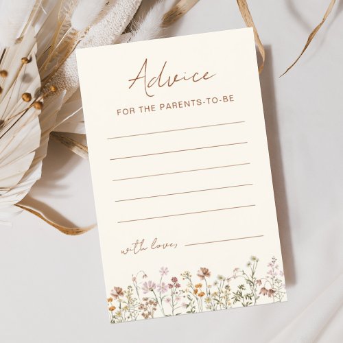 Wildflower Baby Shower Advice Parents to Be Card
