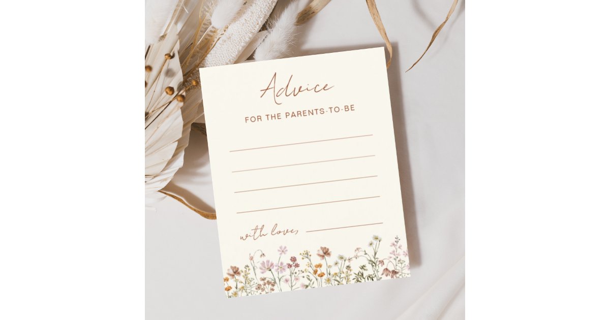 Wildflower Baby Shower Advice Parents to Be Card
