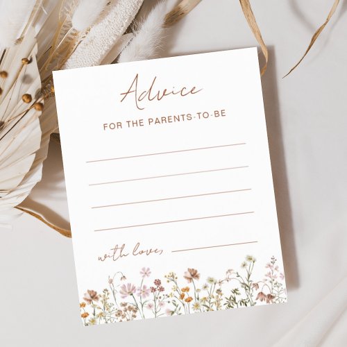 Wildflower Baby Shower Advice Parents to Be Card