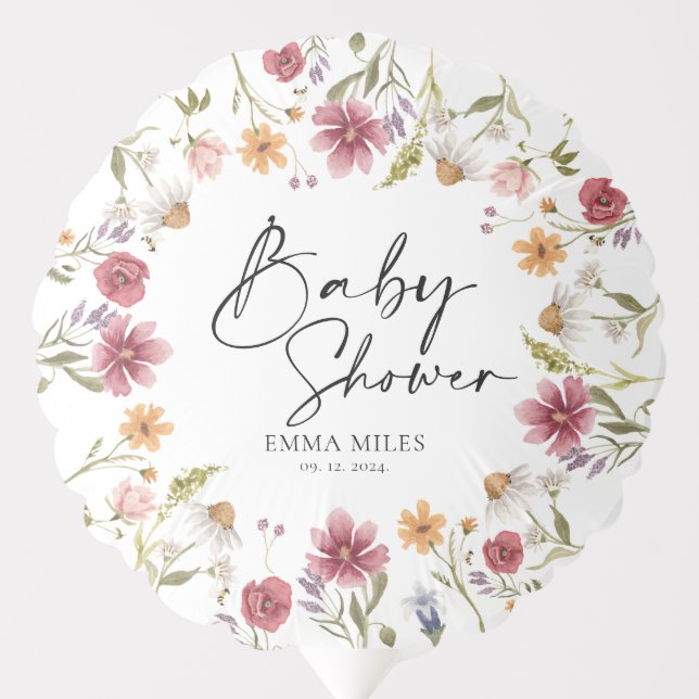 Wildflower Baby Shower Balloon (Front)