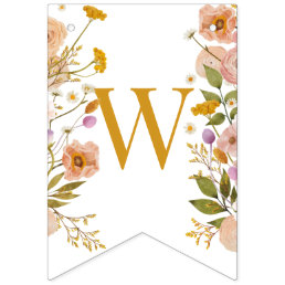 Wildflower baby shower banner, Garden party theme Bunting Flags