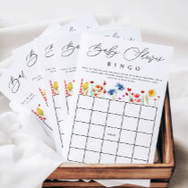 Wildflower Baby Shower Bingo Paper Bingo Card