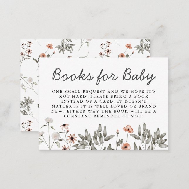 Wildflower Baby Shower Book Request  Enclosure Card (Front/Back)