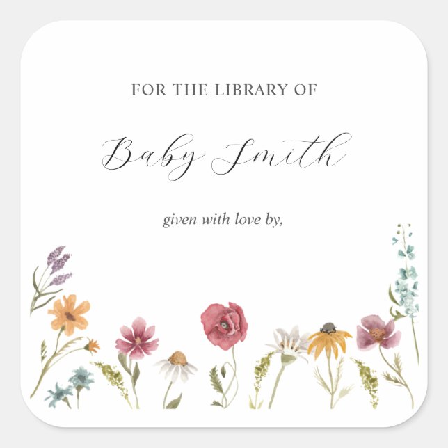 Wildflower Baby Shower Bookplate (Front)