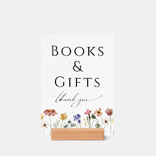 Wildflower Baby Shower Books and Gifts Sign Holder