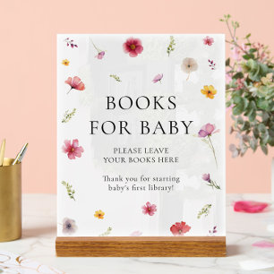 Wildflower Baby Shower Books for Baby  Acrylic Sign