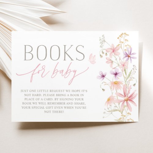 Wildflower Baby Shower Books for baby card 
