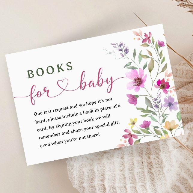 Wildflower Baby Shower Books For Baby Enclosure Card (Creator Uploaded)