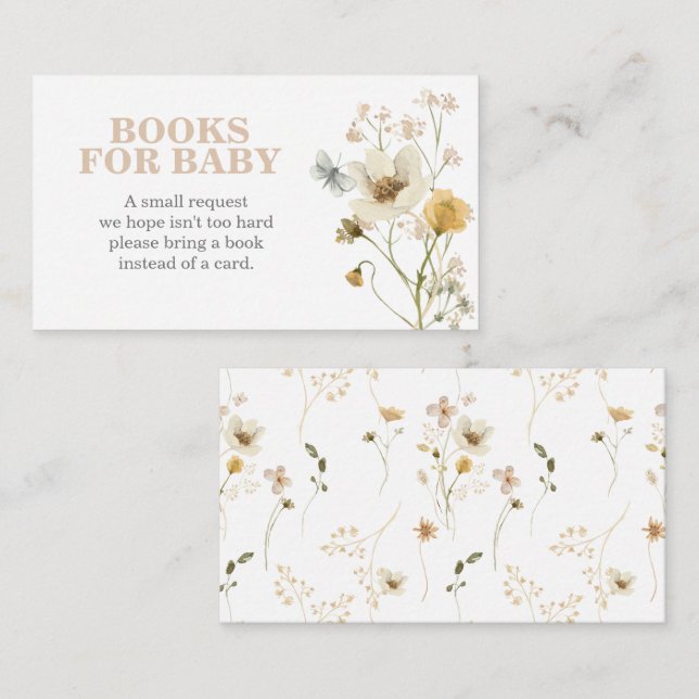 Wildflower Baby Shower books for baby Enclosure Card (Front/Back)