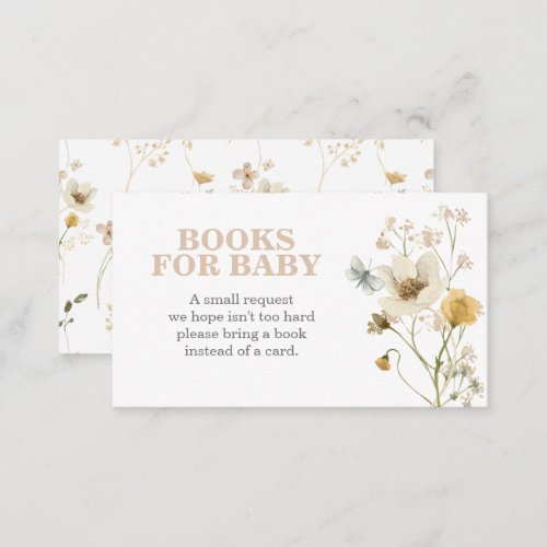 Wildflower Baby Shower books for baby Enclosure Card